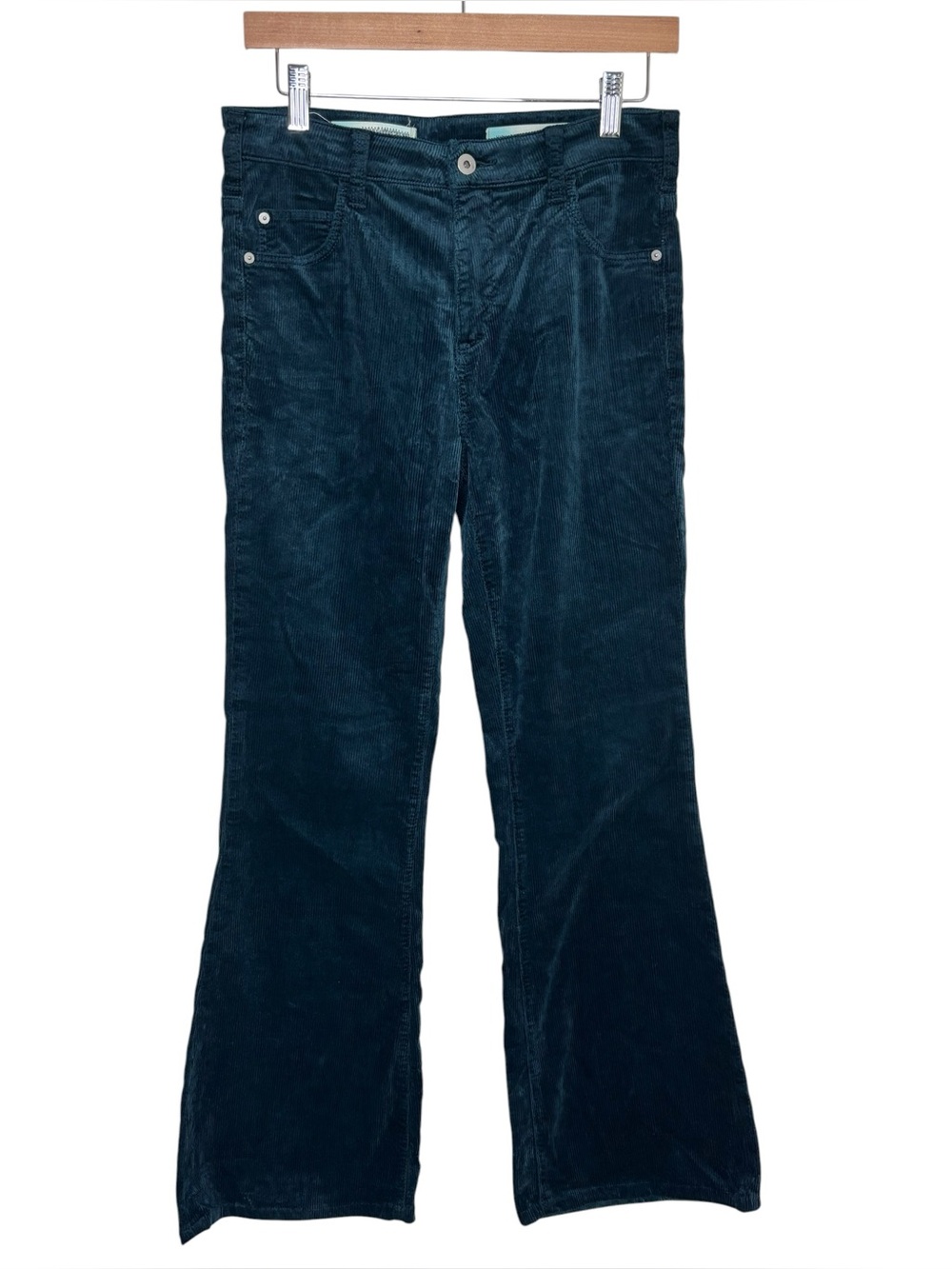 Pilcro Anthropologie corduroy pants dark teal high rise bootcut size 29